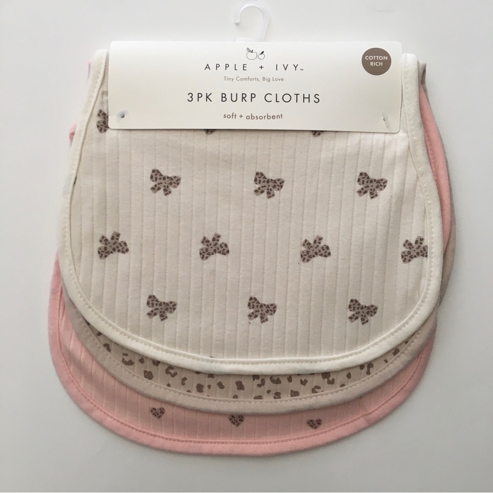 Baby Burp Cloths 3 Animal Print Designs Absorbent NEW | DreamGro Apple + Ivy